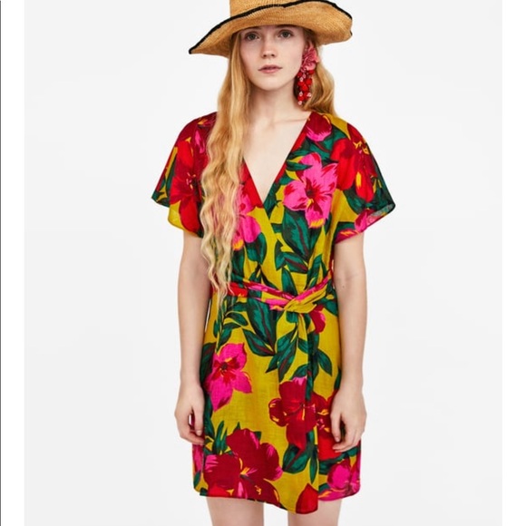 zara floral linen dress